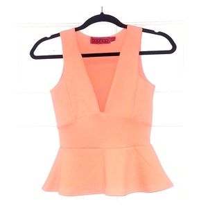 Boohoo Peach Peplum Tank